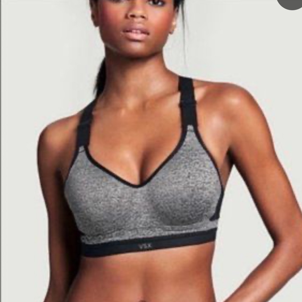 VSX Gray and Black Medium Support Sports Bra
